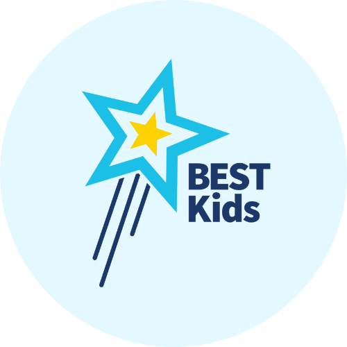 Best Kids Logo Blue Background